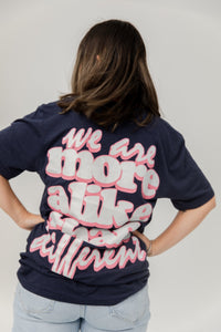 “We Are More Alike” Unisex V-Neck Tee – Navy